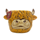 Highland cow pot home decor stoneware planter cute rustic design