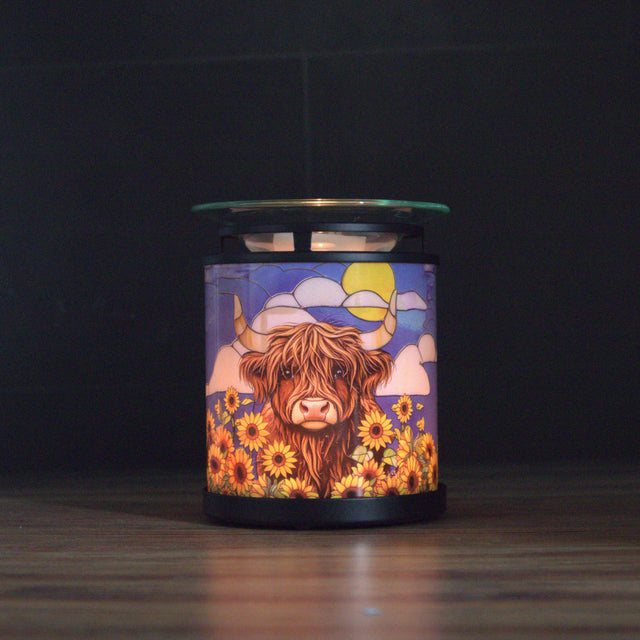 Highland cow sunflower candle holder home decor