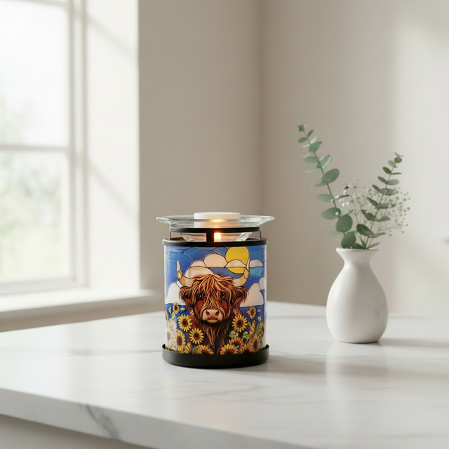 Highland cow tealight warmer ambient lighting