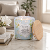 In Loving Memory remembrance candle with heartfelt memorial message
