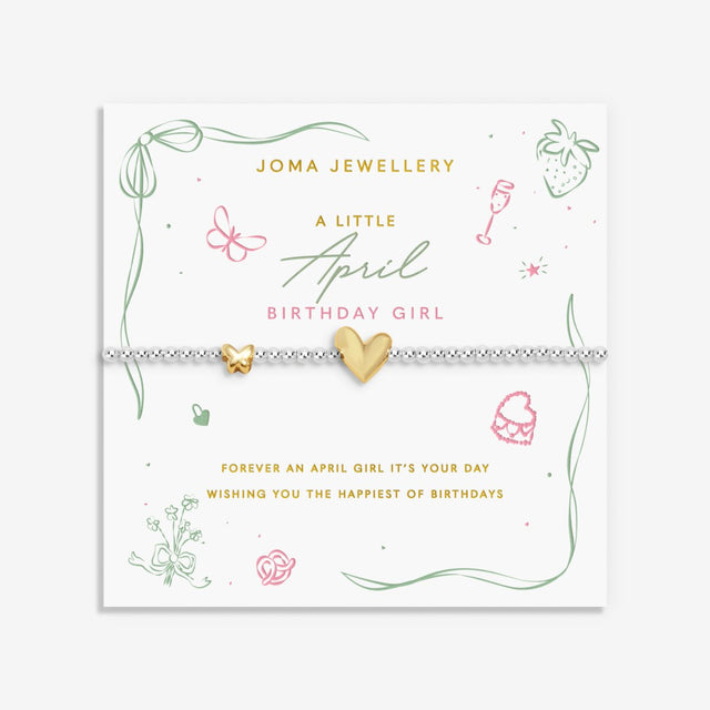 Joma Jewellery A Little April birth month bracelet on sentiment card