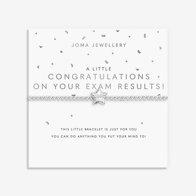 Joma Jewellery A Little exam results bracelet on sentiment-stamped card