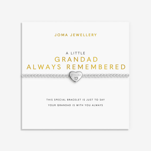 Joma Jewellery A Little Grandad Always Remembered silver plated bracelet on sentiment card