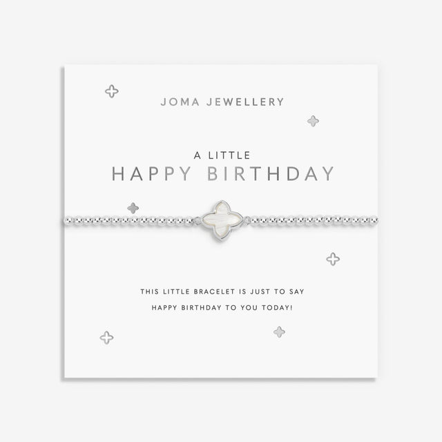 Joma Jewellery A Little Happy Birthday bracelet on sentiment-stamped card