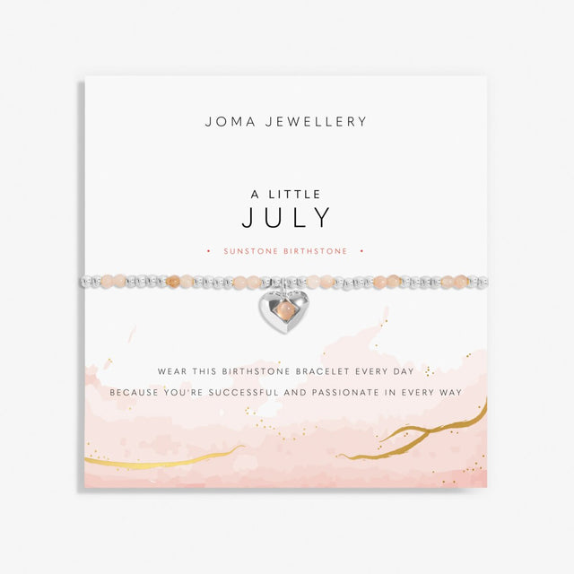 Joma Jewellery A Little July sunstone birthstone bracelet on sentiment card