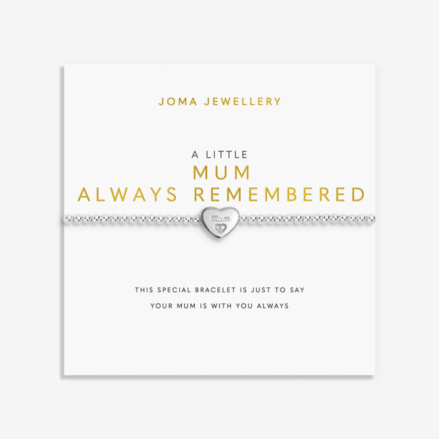Joma Jewellery A Little Mum Always Remembered silver plated bracelet on sentiment card