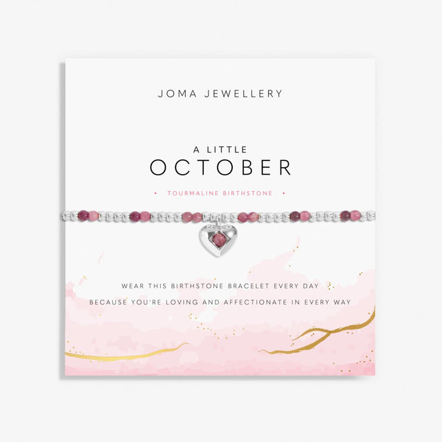 Joma Jewellery A Little October tourmaline birthstone bracelet on sentiment card