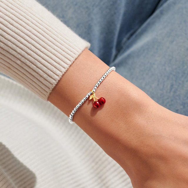 Joma Jewellery A Little Vibes Cherry On Top silver-plated bracelet worn on the wrist