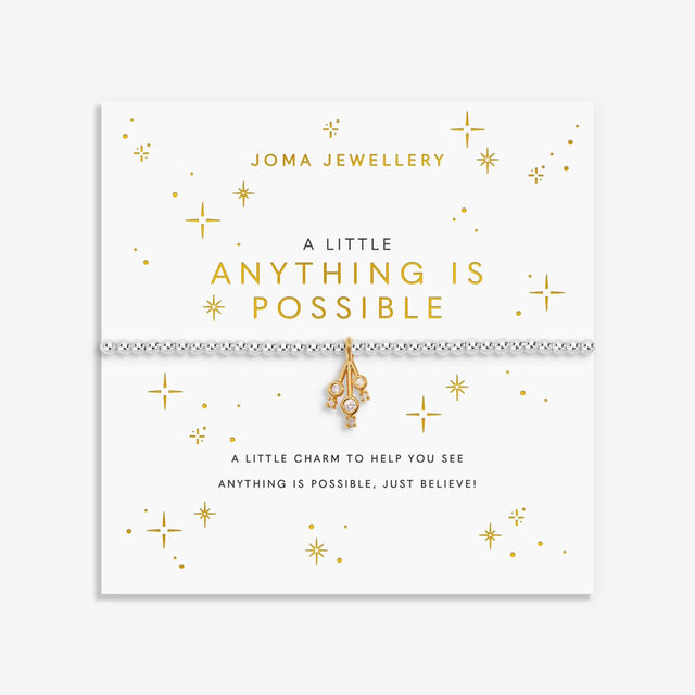 Joma Jewellery Anything Is Possible bracelet displayed on signature sentiment card