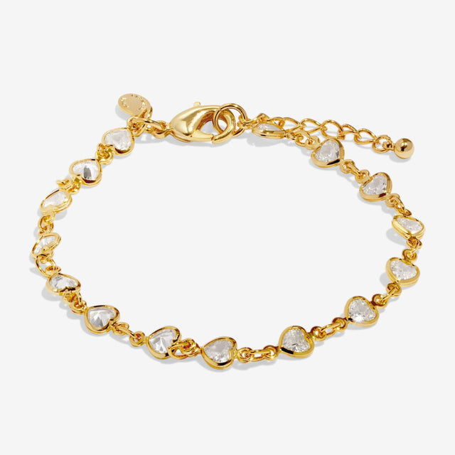 Joma Jewellery Bracelet Bar gold heart tennis bracelet with adjustable extender