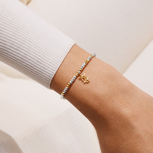 Joma Jewellery Love And Wishes silver and gold-plated bracelet worn on a wrist