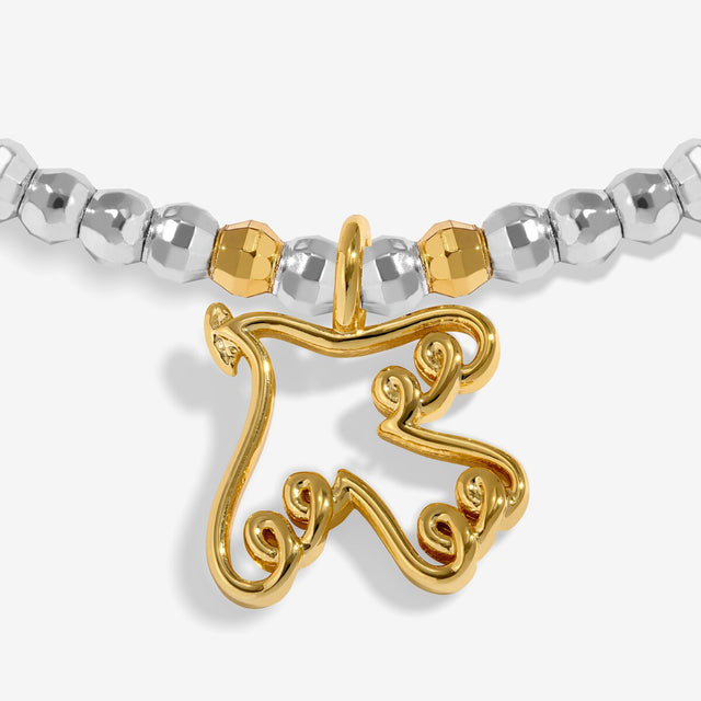 Joma Jewellery Noel silver and gold-plated bracelet close-up of the gold-plated gingerbread man charm