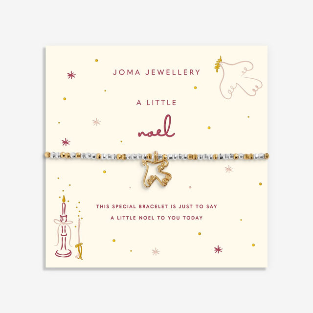 Joma Jewellery Noel silver and gold-plated bracelet on its illustrated festive sentiment card