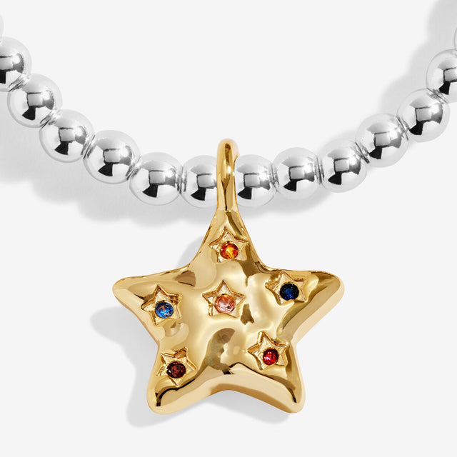 Joma Jewellery family bracelet with colourful studded gold-plated organic star charm