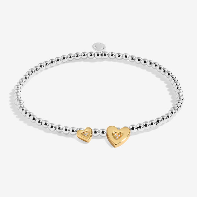 Silver beaded bracelet for mums with gold heart charms