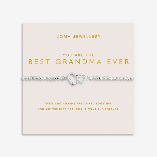 Joma Jewellery Forever Yours Best Grandma Ever silver plated bracelet on blush sentiment card