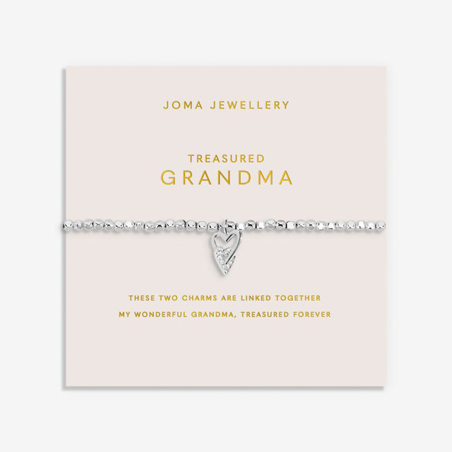 Joma Jewellery Forever Yours Treasured Grandma silver plated bracelet on blush sentiment card