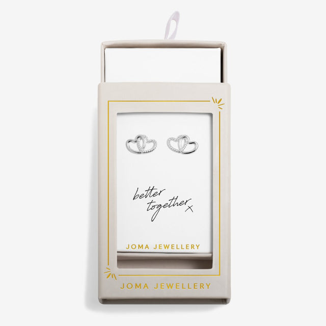 Open gift box showing friendship jewellery silver stud earrings