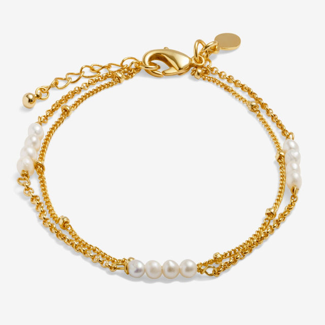 Double layered gold pearl bracelet with freshwater pearls