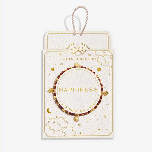 Joma Jewellery Happiness affirmation bracelet illustrated gift box packaging