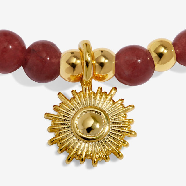 Joma Jewellery Happiness bracelet sun charm close up gold plated detail