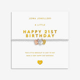 Joma Jewellery Happy 21st Birthday bracelet presented on a 3D gold foil sentiment card