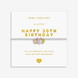 Joma Jewellery Happy 30th Birthday bracelet presented on a 3D gold foil sentiment card
