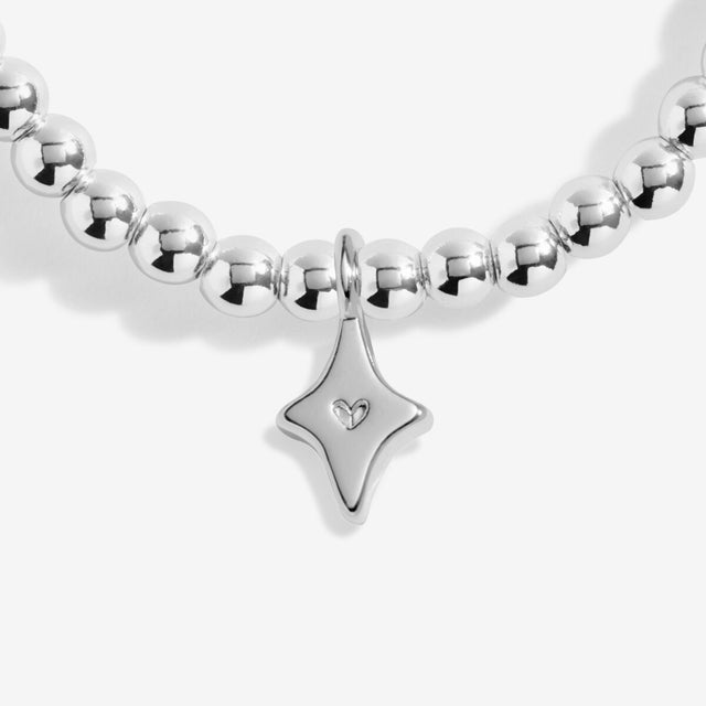 Close-up of silver diamond charm on Life’s A Charm bracelet