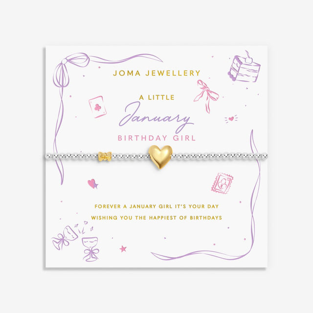Joma Jewellery January Birth Month bracelet presented in gift packaging