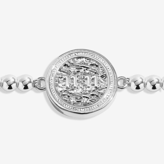 Joma Jewellery silver-plated wish bracelet with engraved 11:11 disc charm