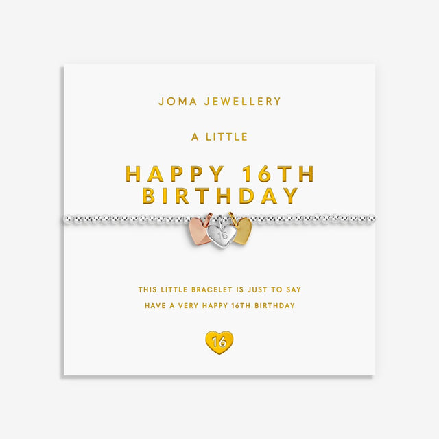 Joma Jewellery Happy 16th Birthday bracelet as a milestone birthday jewellery gift for her