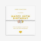 Joma Jewellery 50th birthday bracelet for her featuring three mixed-metal heart charms