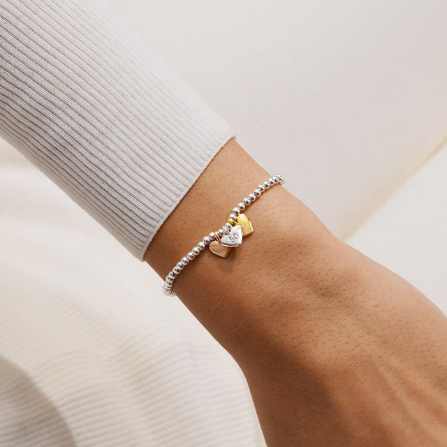 Joma Jewellery mixed-metal heart bracelet designed as a keepsake jewellery gift for a 50th birthday