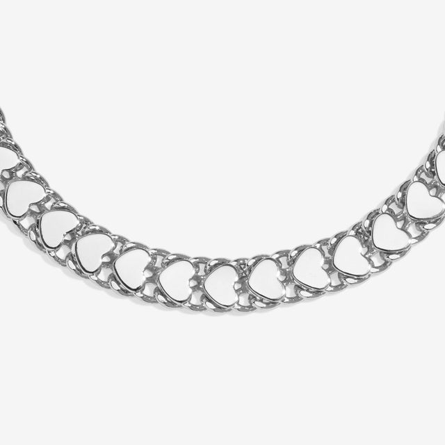 Joma Jewellery adjustable silver heart bracelet with heart chain design and toggle fastening