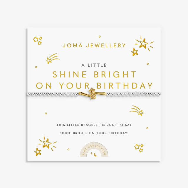 Joma Jewellery birthday bracelet for girls with silver and gold shooting star charm