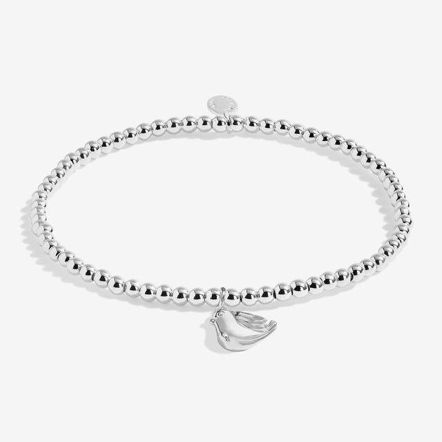 Joma Jewellery Christmas Robin silver-plated beaded bracelet with robin charm