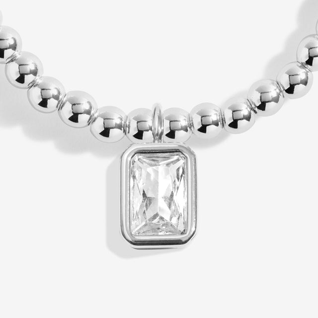 Sparkling cubic zirconia charms on Joma Jewellery Life’s A Charm silver bracelet