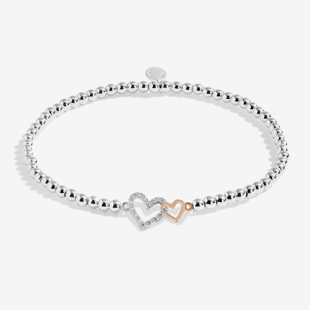 Joma Jewellery girls' double heart bracelet with silver-plated beads