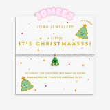 Joma Jewellery Jomees It's Christmaasss! kids' bracelet with christmas tree charm on an illustrated character card