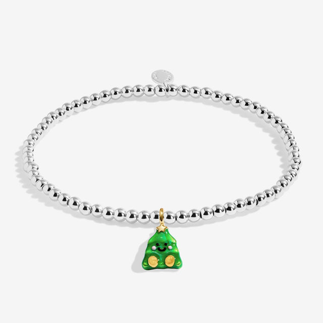 Joma Jewellery Jomees It's Christmaasss! silver-coloured beaded kids' bracelet with christmas tree charm