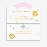 Joma Jewellery Jomees Let It Snow kids' bracelet with snowflake charm on an illustrated character card