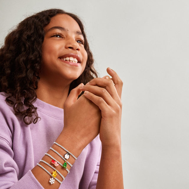 Joma Jewellery kids birthday bracelet for girls with silver and gold-plated beads and star charm