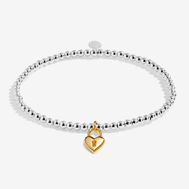 Joma Jewellery A Little Life Is Tough But So Are You silver and gold bracelet with heart locket charm