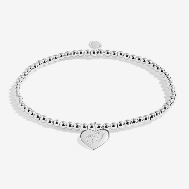 Joma Jewellery A Little Little Bundle Of Joy silver bracelet with heart-shaped baby footprint charm