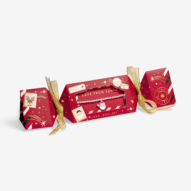 Joma Jewellery Love From Santa kids' silver-plated bracelet in festive Christmas cracker packaging