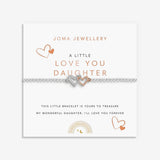 Joma Jewellery Kids' Love You Daughter bracelet with silver and rose gold heart charms