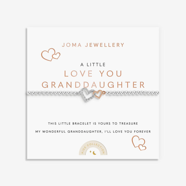Joma Jewellery Love You Granddaughter bracelet with silver and rose gold heart charms