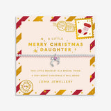 Joma Jewellery Merry Christmas Daughter kids' silver-plated bracelet on its festive sentiment card