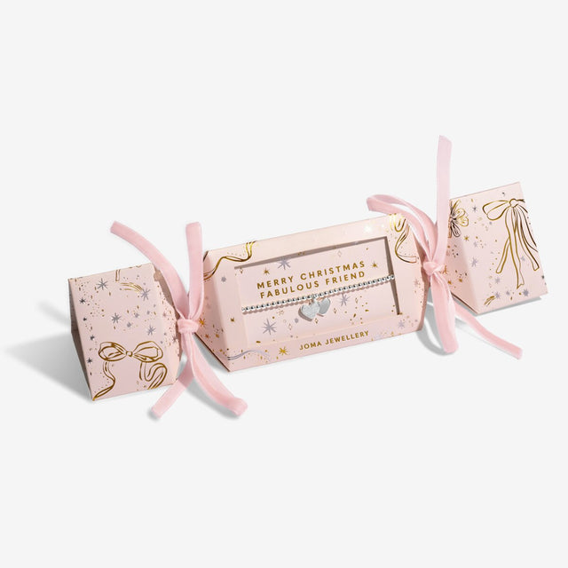 Joma Jewellery Merry Christmas Fabulous Friend silver-plated bracelet in festive Christmas cracker packaging