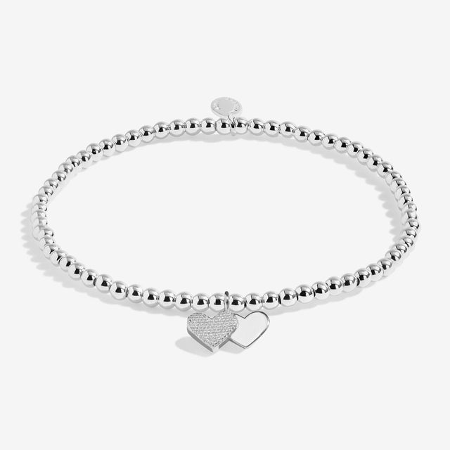 Joma Jewellery Merry Christmas Fabulous Friend silver-plated beaded bracelet with double heart charm